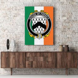ScotsTee Shop Irish House of FRENCH Clan Family Crest Ireland Flag Framed Canvas Print