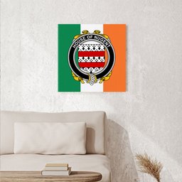 ScotsTee Shop Irish House of NUGENT Clan Family Crest Ireland Flag Framed Canvas Print