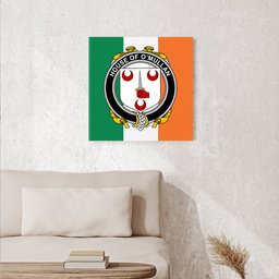 ScotsTee Shop Irish House of O MULLAN Clan Family Crest Ireland Flag Framed Canvas Print