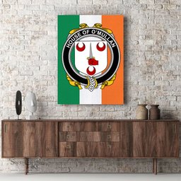 ScotsTee Shop Irish House of O MULLAN Clan Family Crest Ireland Flag Framed Canvas Print
