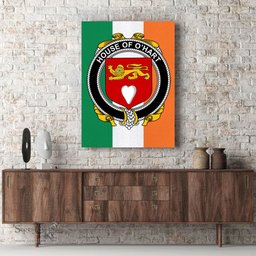 ScotsTee Shop Irish House of O HART Clan Family Crest Ireland Flag Framed Canvas Print