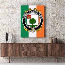 ScotsTee Shop Irish House of MACENCHROE Clan Family Crest Ireland Flag Framed Canvas Print