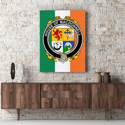 ScotsTee Shop Irish House of MACDONNELL of the Glens Clan Family Crest Ireland Flag Framed Canvas Print