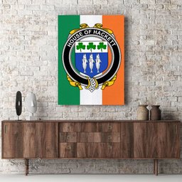 ScotsTee Shop Irish House of HACKETT Clan Family Crest Ireland Flag Framed Canvas Print