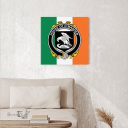 ScotsTee Shop Irish House of O MADDEN Clan Family Crest Ireland Flag Framed Canvas Print