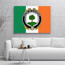 ScotsTee Shop Irish House of O CONNOR Faly Clan Family Crest Ireland Flag Framed Canvas Print
