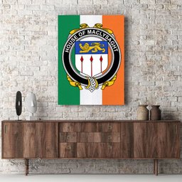 ScotsTee Shop Irish House of MACLYSAGHT Clan Family Crest Ireland Flag Framed Canvas Print