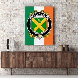 ScotsTee Shop Irish House of O DOWD Clan Family Crest Ireland Flag Framed Canvas Print