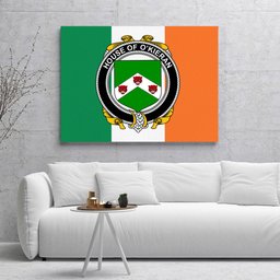 ScotsTee Shop Irish House of O KIERAN Clan Family Crest Ireland Flag Framed Canvas Print