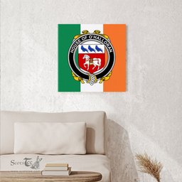ScotsTee Shop Irish House of O HALLORAN Clan Family Crest Ireland Flag Framed Canvas Print