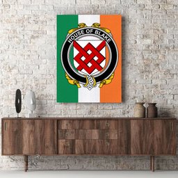 ScotsTee Shop Irish House of BLAKE Clan Family Crest Ireland Flag Framed Canvas Print