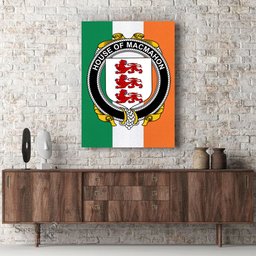 ScotsTee Shop Irish House of MACMAHON Thomond Clan Family Crest Ireland Flag Framed Canvas Print