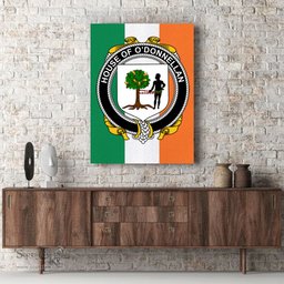 ScotsTee Shop Irish House of O DONNELLAN Clan Family Crest Ireland Flag Framed Canvas Print