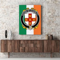 ScotsTee Shop Irish House of O HURLEY Clan Family Crest Ireland Flag Framed Canvas Print