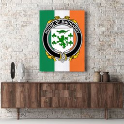 ScotsTee Shop Irish House of MACGARRY Clan Family Crest Ireland Flag Framed Canvas Print