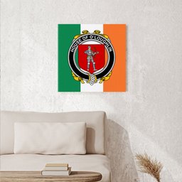 ScotsTee Shop Irish House of O LOUGHLIN Clan Family Crest Ireland Flag Framed Canvas Print