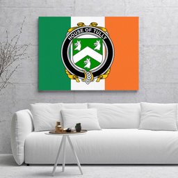 ScotsTee Shop Irish House of TULLY MACATILLA Clan Family Crest Ireland Flag Framed Canvas Print