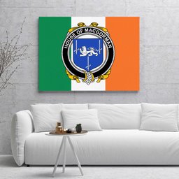 ScotsTee Shop Irish House of MACGORMAN Clan Family Crest Ireland Flag Framed Canvas Print