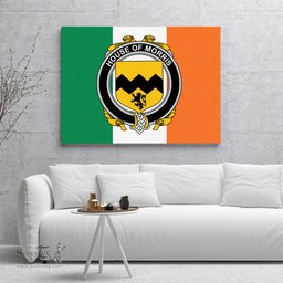 ScotsTee Shop Irish House of MORRIS Clan Family Crest Ireland Flag Framed Canvas Print