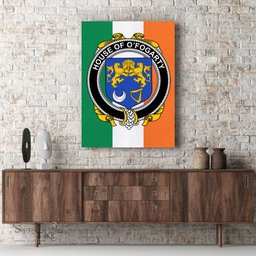 ScotsTee Shop Irish House of O FOGARTY Clan Family Crest Ireland Flag Framed Canvas Print
