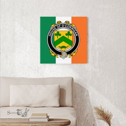 ScotsTee Shop Irish House of O CORRIGAN Clan Family Crest Ireland Flag Framed Canvas Print