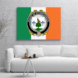ScotsTee Shop Irish House of O CONCANNON Clan Family Crest Ireland Flag Framed Canvas Print