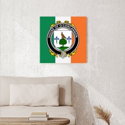 ScotsTee Shop Irish House of O CONCANNON Clan Family Crest Ireland Flag Framed Canvas Print