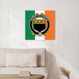 ScotsTee Shop Irish House of O HOGAN Clan Family Crest Ireland Flag Framed Canvas Print