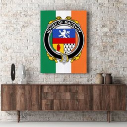 ScotsTee Shop Irish House of MACEVOY Clan Family Crest Ireland Flag Framed Canvas Print