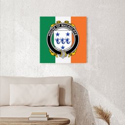ScotsTee Shop Irish House of MACAULIFFE Clan Family Crest Ireland Flag Framed Canvas Print