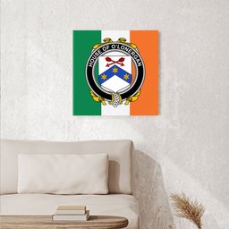 ScotsTee Shop Irish House of O LONERGAN Clan Family Crest Ireland Flag Framed Canvas Print