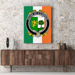 ScotsTee Shop Irish House of O CONNOR Sligo Clan Family Crest Ireland Flag Framed Canvas Print