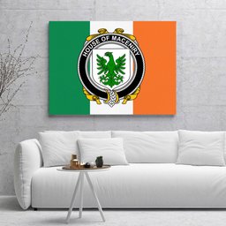 ScotsTee Shop Irish House of MACENIRY Clan Family Crest Ireland Flag Framed Canvas Print