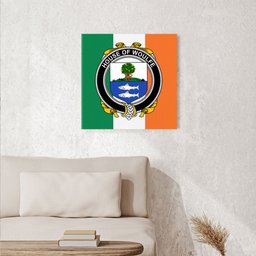 ScotsTee Shop Irish House of WOULFE Clan Family Crest Ireland Flag Framed Canvas Print