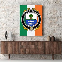 ScotsTee Shop Irish House of WOULFE Clan Family Crest Ireland Flag Framed Canvas Print