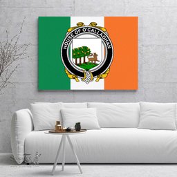 ScotsTee Shop Irish House of O CALLAGHAN Clan Family Crest Ireland Flag Framed Canvas Print