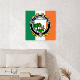 ScotsTee Shop Irish House of O CALLAGHAN Clan Family Crest Ireland Flag Framed Canvas Print