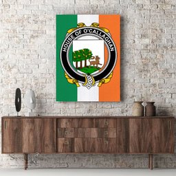 ScotsTee Shop Irish House of O CALLAGHAN Clan Family Crest Ireland Flag Framed Canvas Print