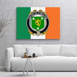 ScotsTee Shop Irish House of O MALONE Clan Family Crest Ireland Flag Framed Canvas Print