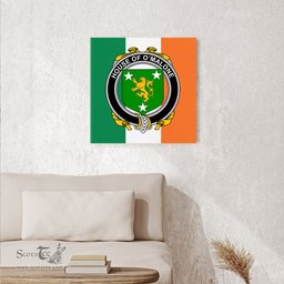 ScotsTee Shop Irish House of O MALONE Clan Family Crest Ireland Flag Framed Canvas Print