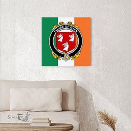 ScotsTee Shop Irish House of RYAN O Mulrian Clan Family Crest Ireland Flag Framed Canvas Print