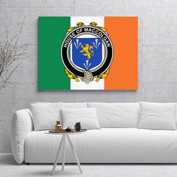 ScotsTee Shop Irish House of MACCOLGAN Clan Family Crest Ireland Flag Framed Canvas Print