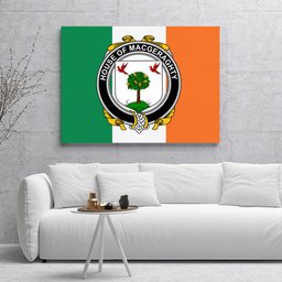 ScotsTee Shop Irish House of MACGERAGHTY Clan Family Crest Ireland Flag Framed Canvas Print