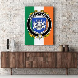ScotsTee Shop Irish House of O KELLY Clan Family Crest Ireland Flag Framed Canvas Print