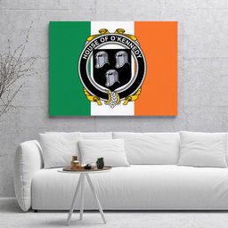 ScotsTee Shop Irish House of O KENNEDY Clan Family Crest Ireland Flag Framed Canvas Print