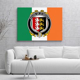 ScotsTee Shop Irish House of O GRADY Clan Family Crest Ireland Flag Framed Canvas Print