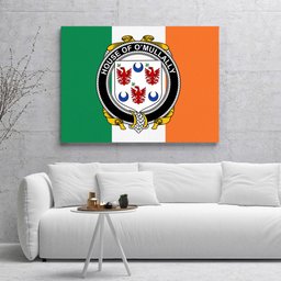 ScotsTee Shop Irish House of O MULLALLY Clan Family Crest Ireland Flag Framed Canvas Print