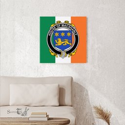 ScotsTee Shop Irish House of MACSHANLY Clan Family Crest Ireland Flag Framed Canvas Print