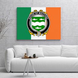 ScotsTee Shop Irish House of MACCABE Clan Family Crest Ireland Flag Framed Canvas Print