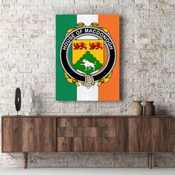 ScotsTee Shop Irish House of MACDONOGH Connacht Clan Family Crest Ireland Flag Framed Canvas Print